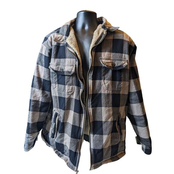 Field N Forest Sherpa Flannel Jacket Men XLT Zip BuffaloPlaid Lumberjack Shacket - Picture 7 of 13